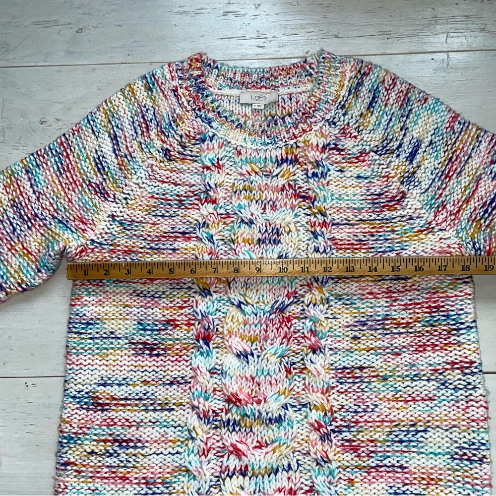 Loft Outlet Women’s Fairycore Long Sleeve Cable Sweater Size M Multicolor Pastel - Picture 7 of 8